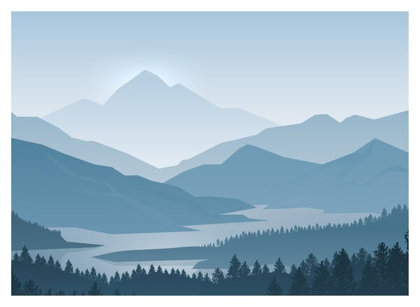 Tablou - Munții cu privirea graficeanului (70x50 cm)