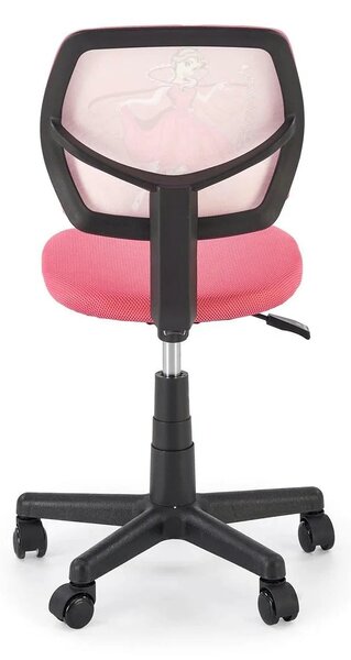 Scaun birou BINGO, roz/negru, stofa clasica/polipropilena, 39x48x79/90