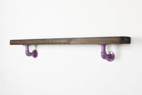 Raft de perete in stil industrial, Gloucester, 60x15x20 cm, violet/nuc