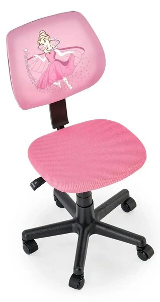 Scaun birou BINGO, roz/negru, stofa clasica/polipropilena, 39x48x79/90