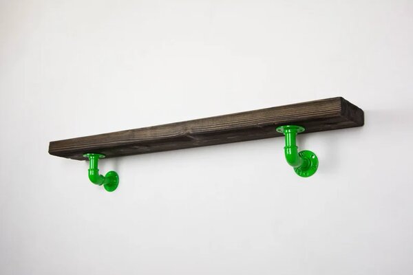 Raft de perete in stil industrial, Gloucester, 60x15x20 cm, verde deschis/nuc