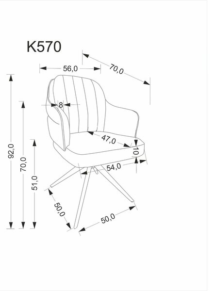 Scaun K570, bej/negru, stofa/otel, 61x70x92 cm