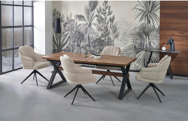 Scaun K570, bej/negru, stofa/otel, 61x70x92 cm