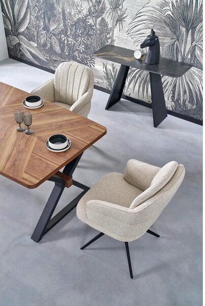 Scaun K570, bej/negru, stofa/otel, 61x70x92 cm
