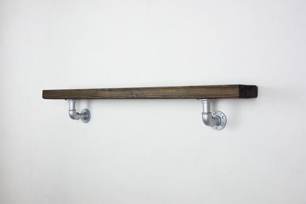 Raft de perete in stil industrial, Gloucester, 60x15x20 cm, argintiu/nuc
