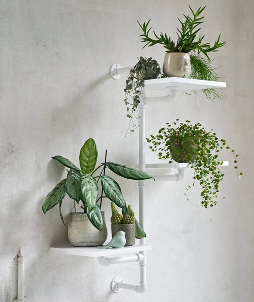 Raft de perete in stil industrial, Scofton, 70x100x20 cm, alb