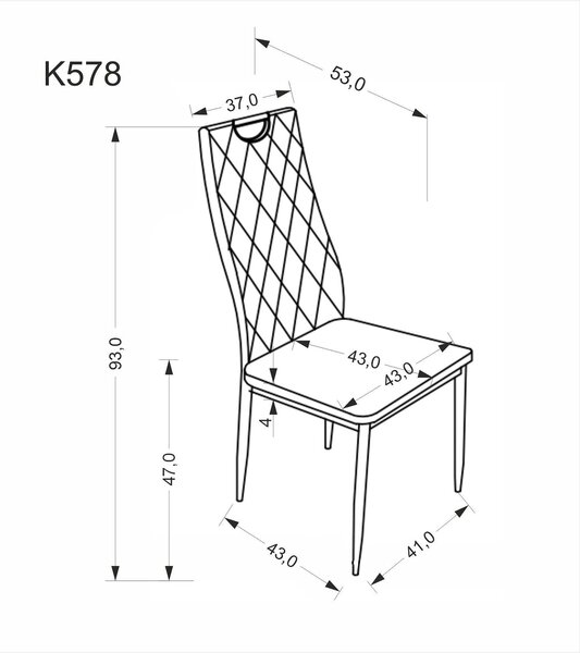 Scaun K578, bej - HLR 11/argintiu, stofa catifelata/otel, 43x53x93 cm