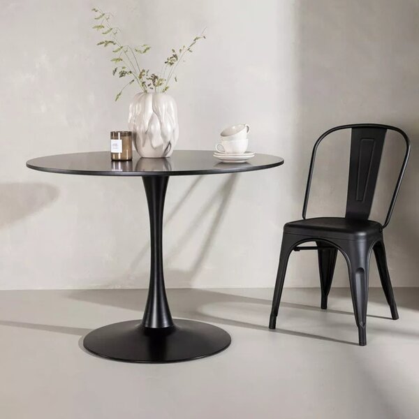 Masa 2HOME still Tulip rotunda, negru, picior fix, 60*70cm