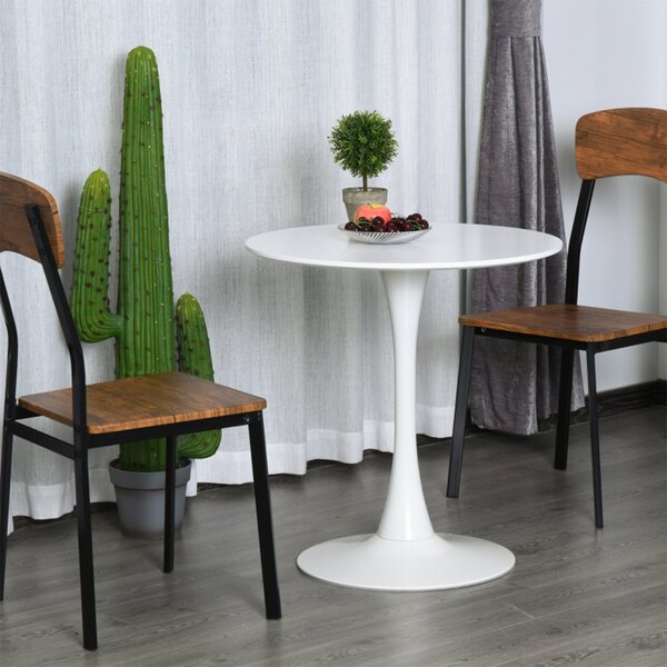 Masa 2HOME stil Tulip rotunda, Alb, picior fix, 60*70cm