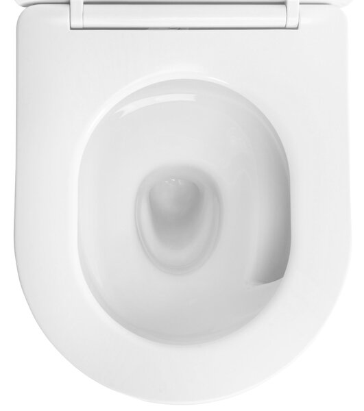 Rea Carlo Mini Tornado NF, vas WC suspendat 490x365x350mm + capac WC, margine alb-aurie, REA-C6806