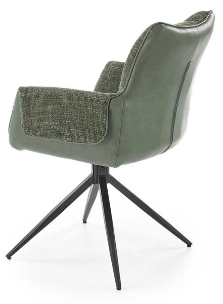 Scaun K579, verde olive/negru, stofa clasica/piele ecologica/otel, 65x