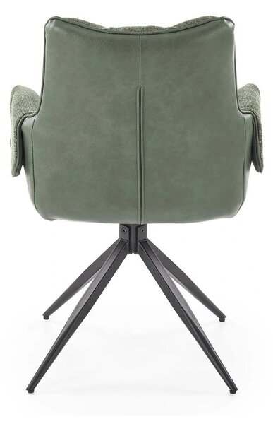Scaun K579, verde olive/negru, stofa clasica/piele ecologica/otel, 65x