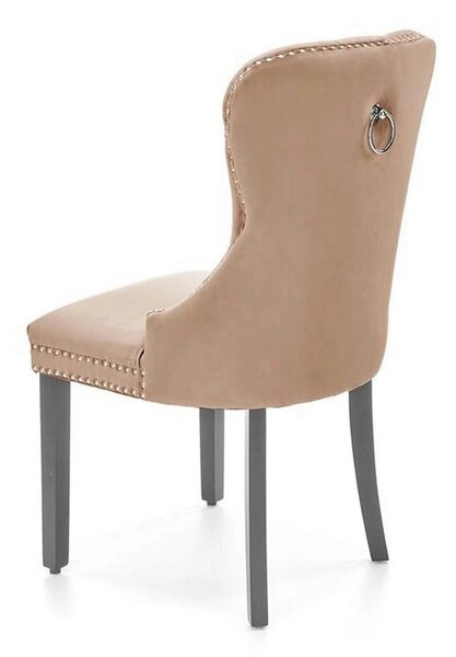 Scaun tapitat MIYA, bej - Bluvel 40, stofa catifelata/lemn, 54x60x100