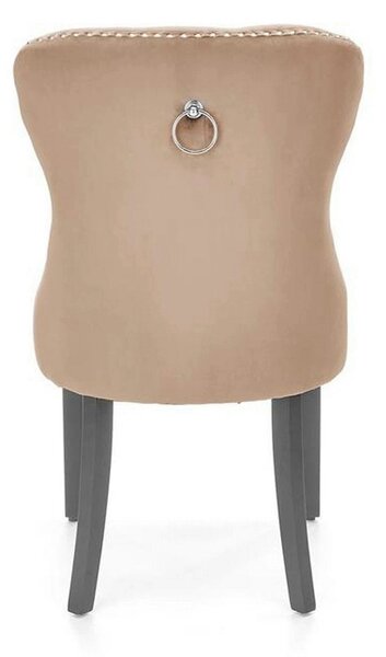 Scaun tapitat MIYA, bej - Bluvel 40, stofa catifelata/lemn, 54x60x100