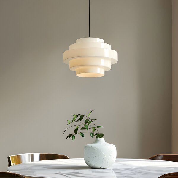 ALDEX Lampă suspendată Filo, albă, Ø 28 cm, sticlă, reglabil, Alb, Camera de zi / sufragerie, Sticlă, Scandinavă