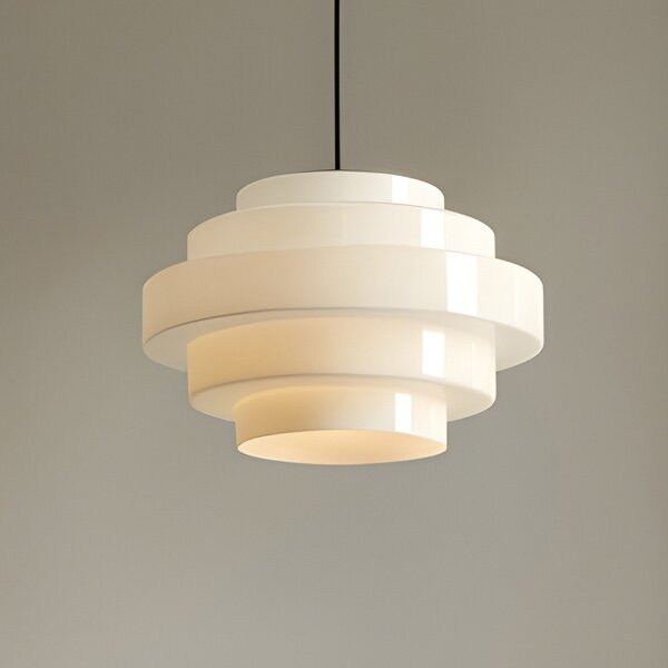ALDEX Lampă suspendată Filo, albă, Ø 28 cm, sticlă, reglabil, Alb, Camera de zi / sufragerie, Sticlă, Scandinavă