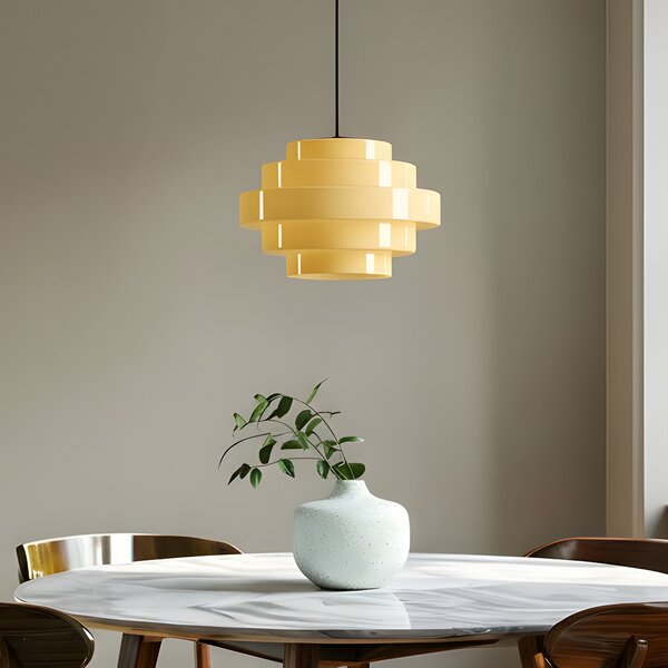 ALDEX Lampă suspendată Filo, galbenă, Ø 28 cm, sticlă, reglabil, Galben, Camera de zi / sufragerie, Sticlă, Scandinavă