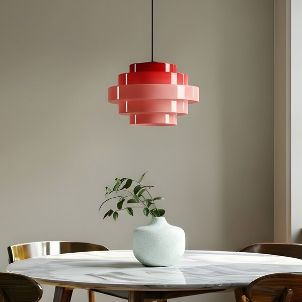 ALDEX Lampă suspendată Filo, roșie, Ø 28 cm, sticlă, reglabil, Roșu, Camera de zi / sufragerie, Sticlă, Scandinavă