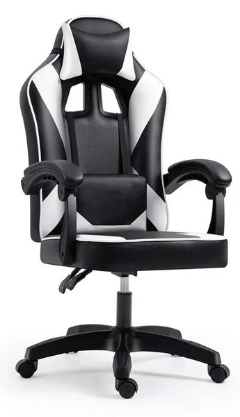 Scaun gaming IMPERIA, negru/alb, piele ecologica/metal, 64x64x104/116