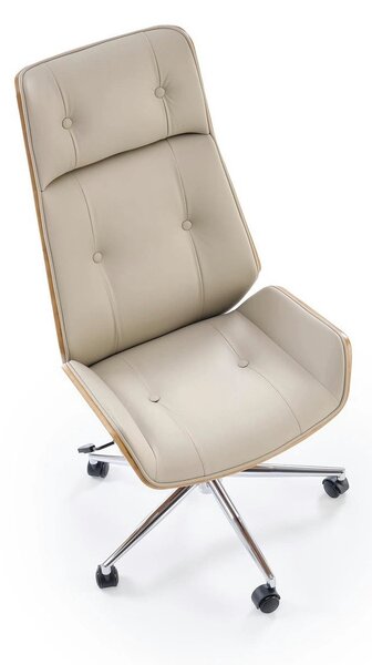 Scaun birou WEBSTER, nuc/bej, piele ecologica/placaj indoit, 60x65x114