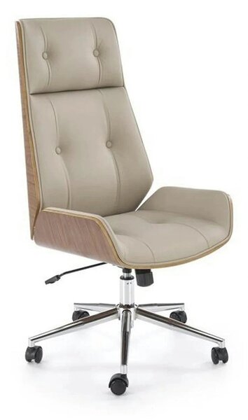 Scaun birou WEBSTER, nuc/bej, piele ecologica/placaj indoit, 60x65x114