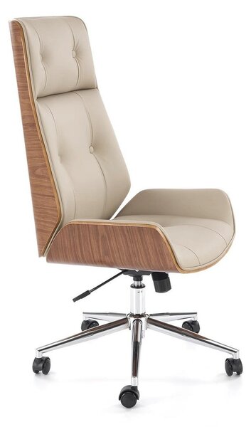 Scaun birou WEBSTER, nuc/bej, piele ecologica/placaj indoit, 60x65x114