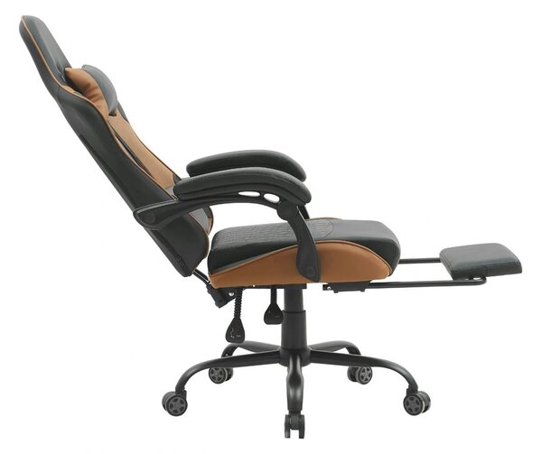 Scaun gaming G-TURBO, negru/maro, piele ecologica/metal, 65x64x125/135