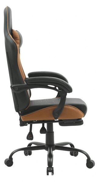 Scaun gaming G-TURBO, negru/maro, piele ecologica/metal, 65x64x125/135