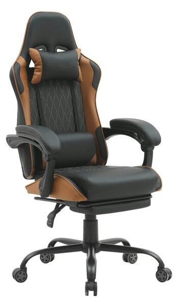Scaun gaming G-TURBO, negru/maro, piele ecologica/metal, 65x64x125/135