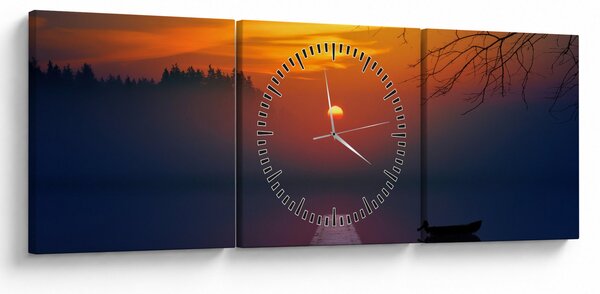 Tablou cu podul în apus de soare (cu ceas) (90x30 cm)