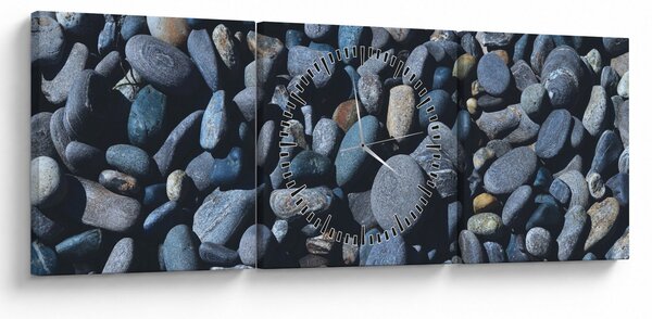 Tabloul cu pietre pe plajă (cu ceas) (90x30 cm)