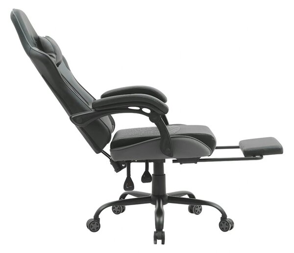 Scaun gaming G-TURBO, negru/gri, piele ecologica/metal, 65x64x125/135