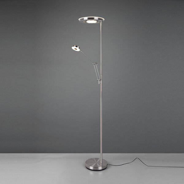 Trio Lighting Lampa LED de tavan Barrie cu lumină citit nichel mat, reglabil, Gri, Camera de zi / sufragerie, Metal, Modern, Lumină de lectură