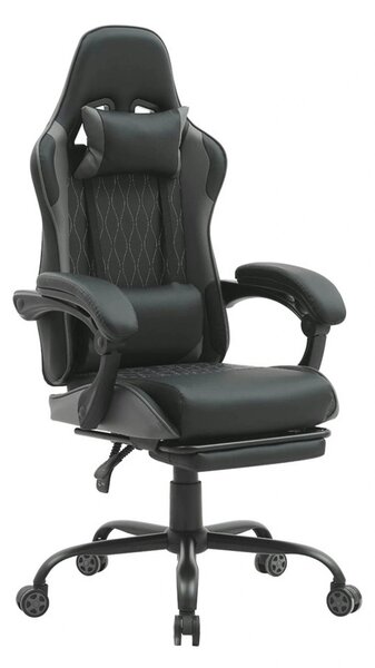 Scaun gaming G-TURBO, negru/gri, piele ecologica/metal, 65x64x125/135