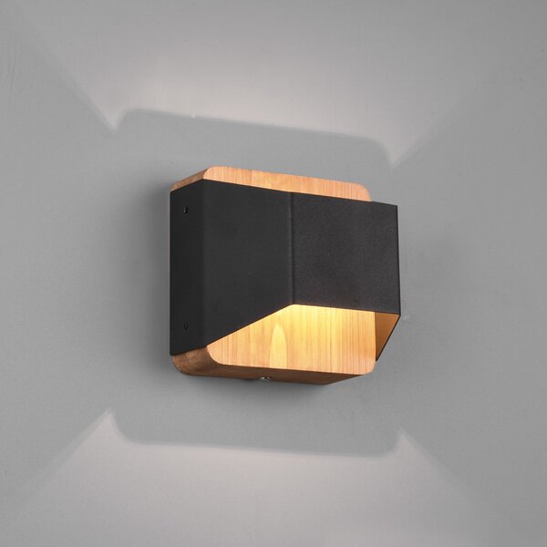 Trio Lighting Arino LED de perete, negru, lățime 12,2 cm, reglabil, Negru, Camera de zi / sufragerie, Metal, Modern