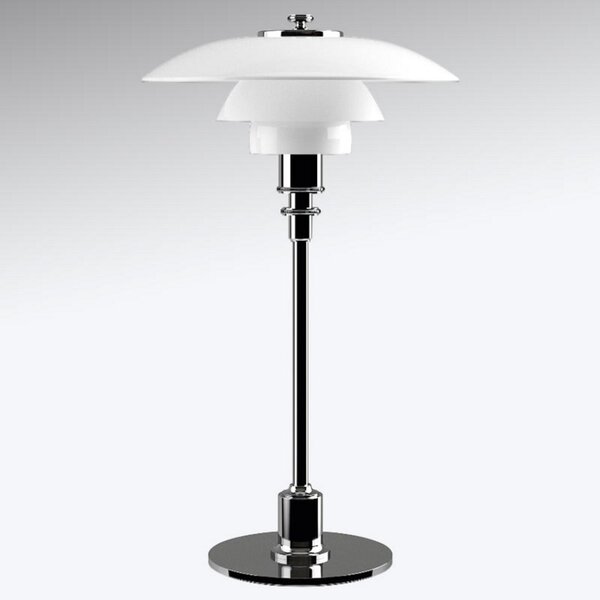 Louis Poulsen PH 2/1 lampă masă crom ultralucios, Alb, Camera de zi / sufragerie, Metal, Design