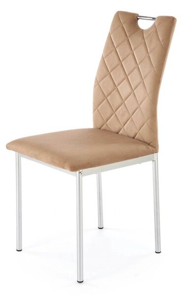 Scaun K578, bej - HLR 11/argintiu, stofa catifelata/otel, 43x53x93 cm