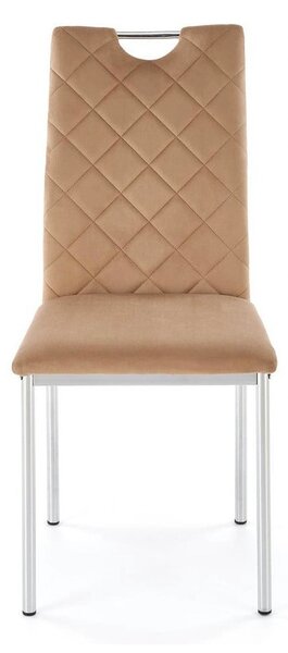 Scaun K578, bej - HLR 11/argintiu, stofa catifelata/otel, 43x53x93 cm