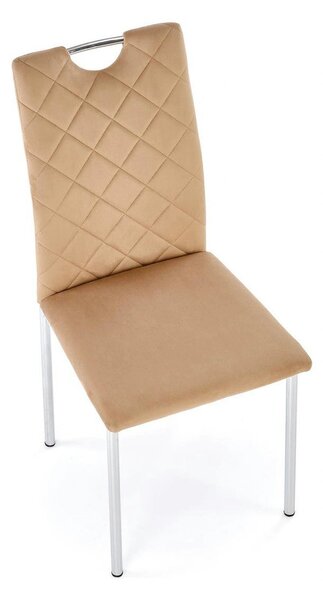 Scaun K578, bej - HLR 11/argintiu, stofa catifelata/otel, 43x53x93 cm