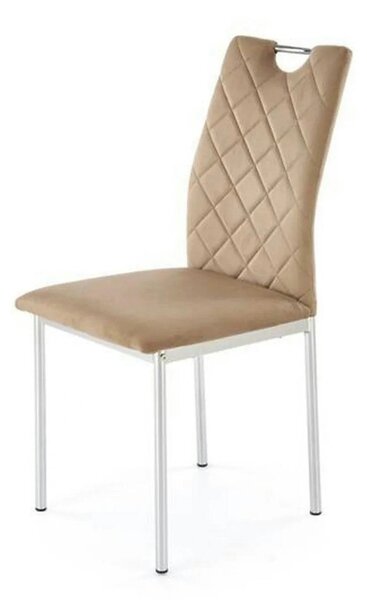 Scaun K578, bej - HLR 11/argintiu, stofa catifelata/otel, 43x53x93 cm