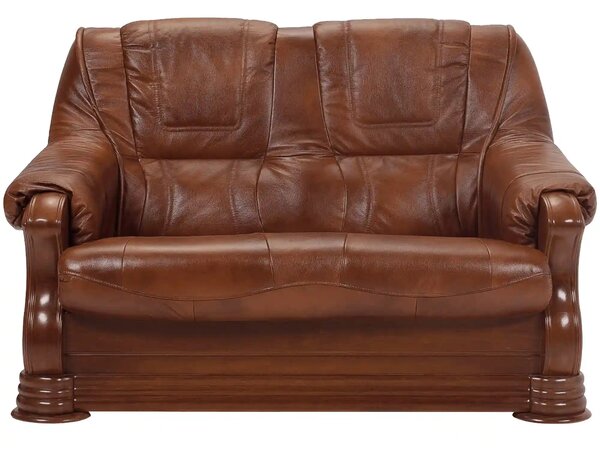 Canapea PARMA, maro, piele naturala/lemn/placaj, 145x96x95 cm