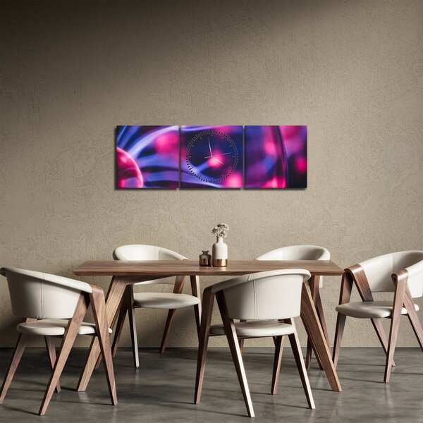 Tablou abstract mov (cu ceas) (90x30 cm)