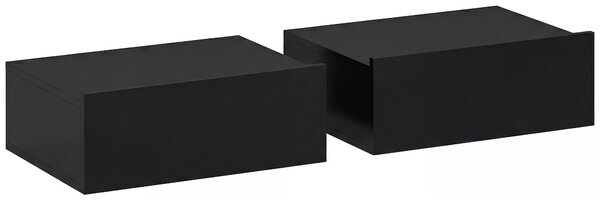HOMCOM Set de 2 Noptiere Suspendate cu Sertar, 40x30x15 cm, Negru | Aosom Romania