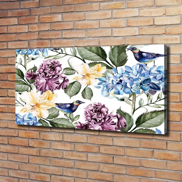 Imprimare tablou canvas Flori și păsări