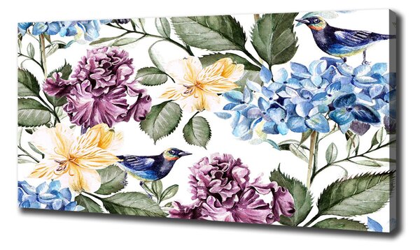 Imprimare tablou canvas Flori și păsări