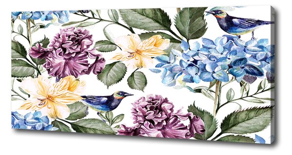 Imprimare tablou canvas Flori și păsări