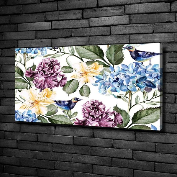 Imprimare tablou canvas Flori și păsări