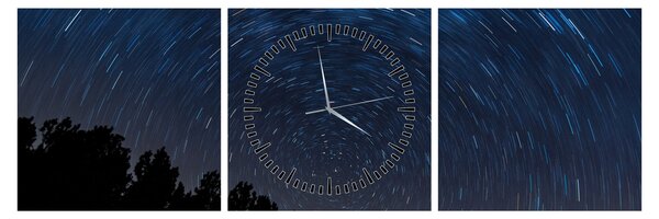 Tabloul cu cerul nocturn (cu ceas) (90x30 cm)