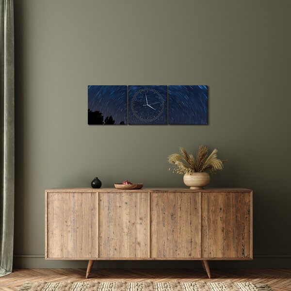 Tabloul cu cerul nocturn (cu ceas) (90x30 cm)