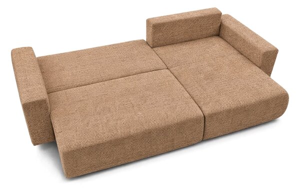Colțar Extensibil LIVIGNO, cu ladă de depozitare, șezlong interschimbabil, 271x153x95 cm, Caramel - Outlet